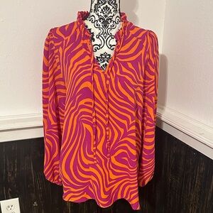 JODIFL Orange and Pink Zebra Print Blouse